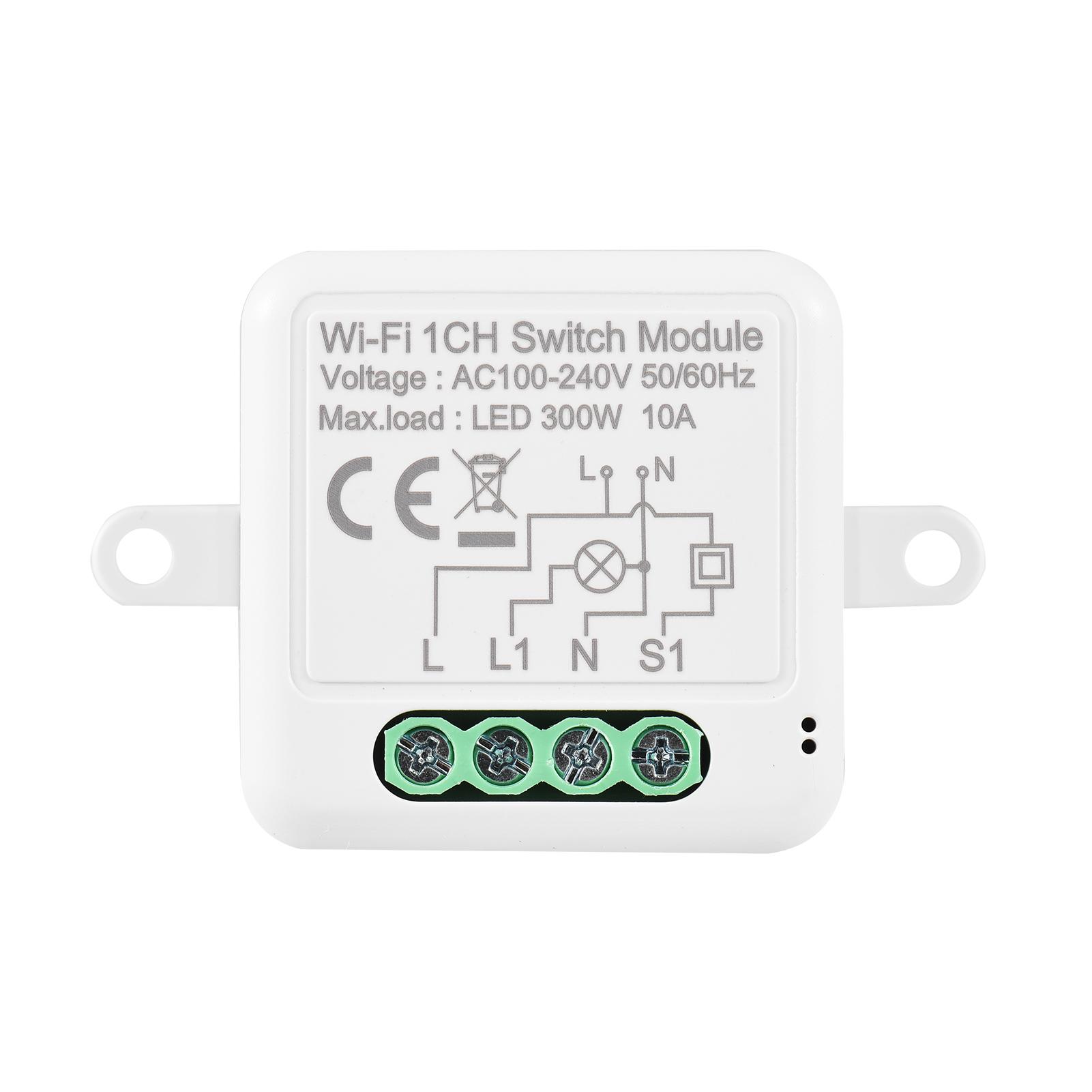 4CH WIFI Switch Module Mini Smart Module with Voice Control Mobilephone APP Control Timing Function Compatible with Google Assistant Amazon Alexa LED 300W, 10A