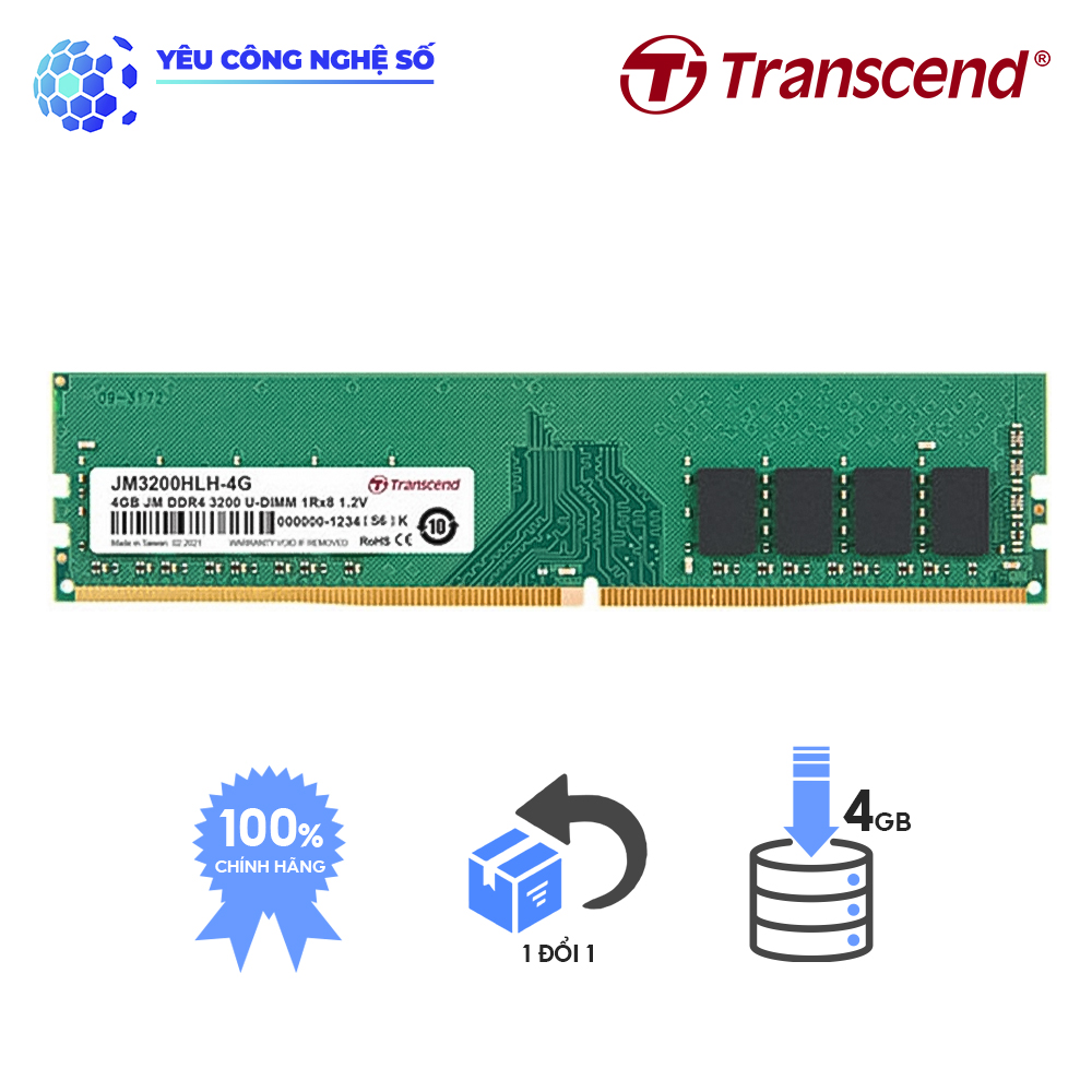 Bộ nhớ RAM Transcend JETRAM 4GB JM DDR4 3200Mhz U-DIMM - Hàng Chính Hãng