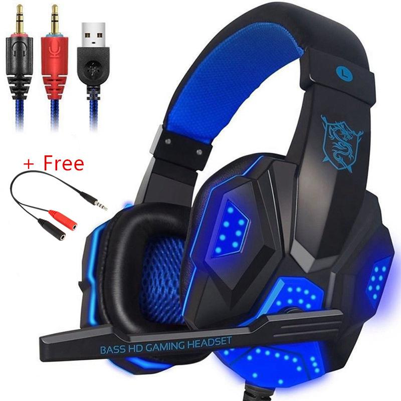 PC780 Tai Nghe Tai Nghe Chụp Tai Có Dây Game Thủ Tai Nghe Âm Thanh Stereo Tai Nghe Có Mic LED Cho Máy Tính PC PS4 Game Thủ Tai Nghe