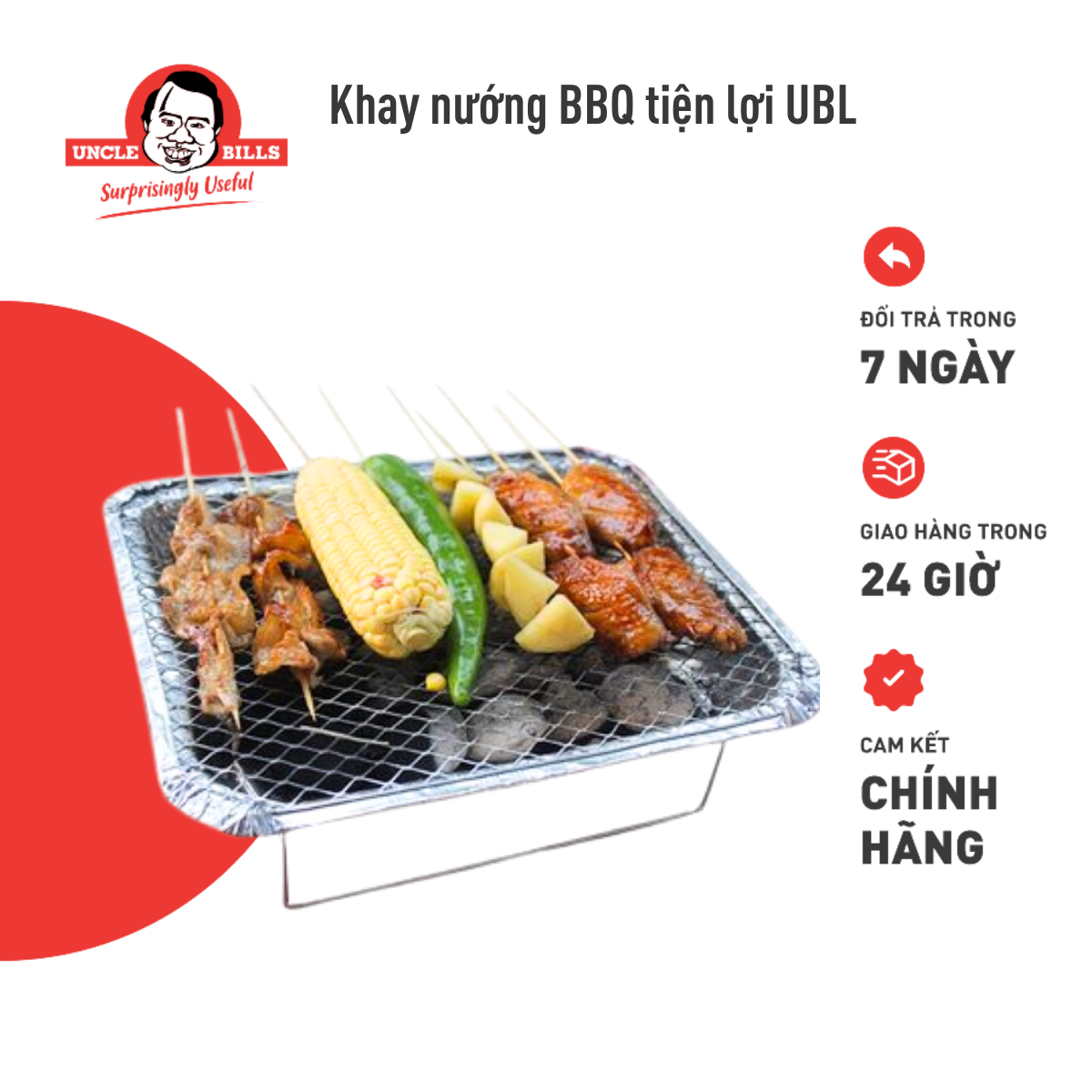 Khay Nướng BBQ Du Lịch Kèm Than Tiện Dụng Dùng 1 Lần  Uncle Bills YH-B05-S