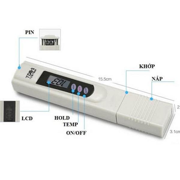 Bút TDS-3 meter kiểm tra chất lượng nước sinh hoạt, nước uống, nước thủy sinh