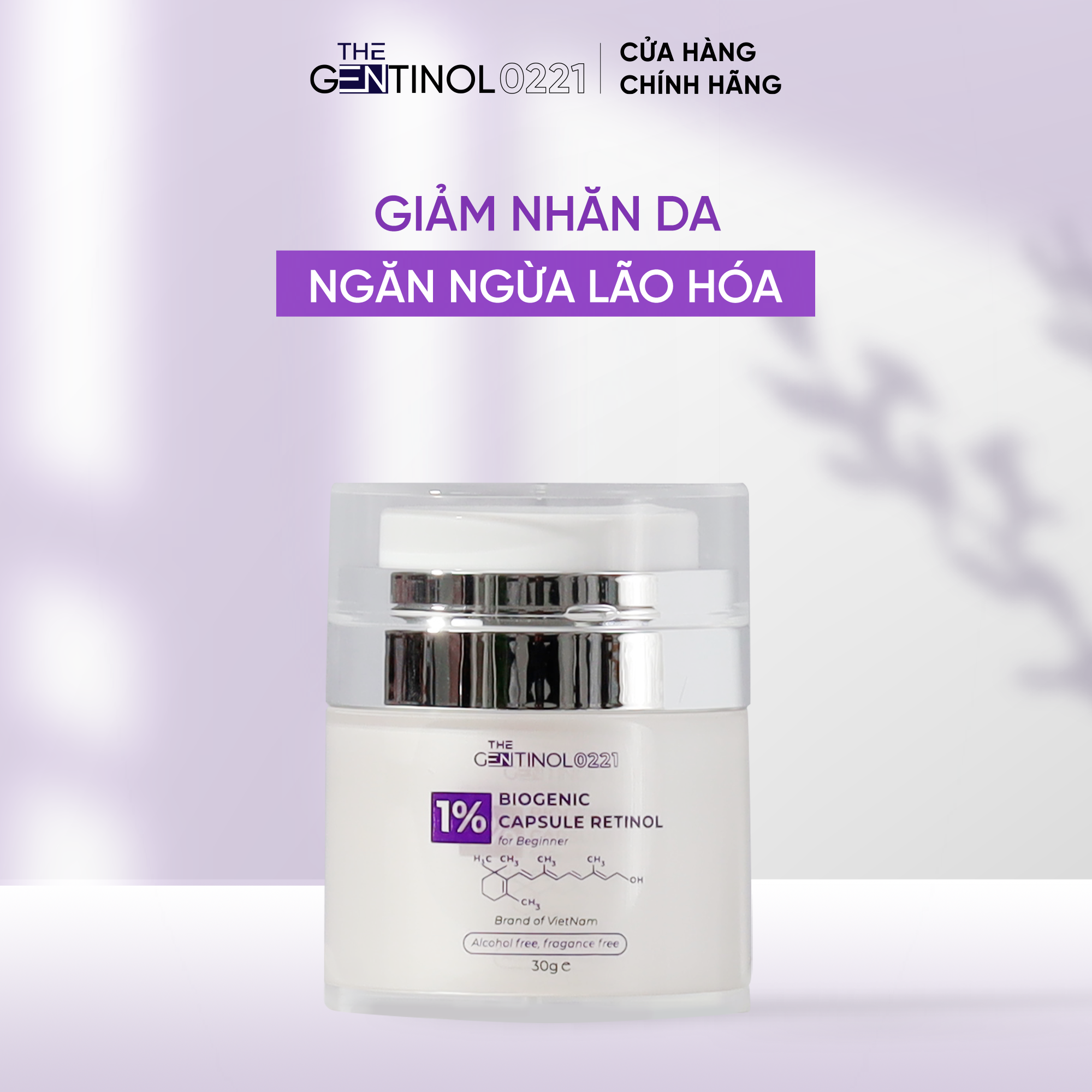 Kem dưỡng giảm nhăn da, cải thiện nếp nhăn, ngăn ngừa lão hóa Biogenic Capsule Retinol The Gentinol 0221 30g