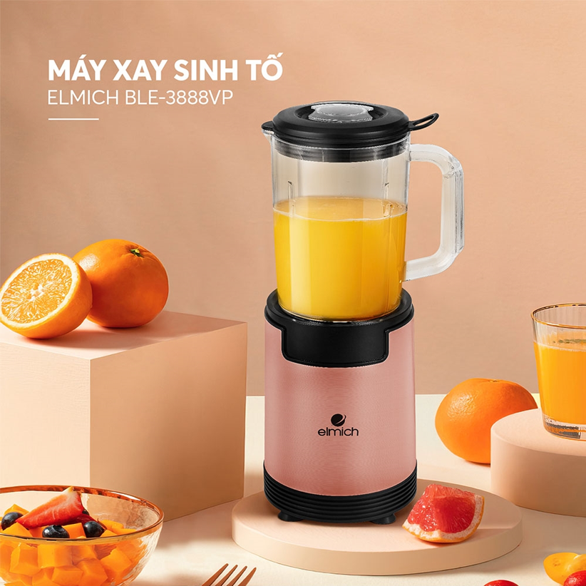 Máy xay sinh tố Elmich BLE3888 1000W - Hàng chính hãng (Xanh nhạt, xanh đậm, Hồng phấn, Vàng kem)