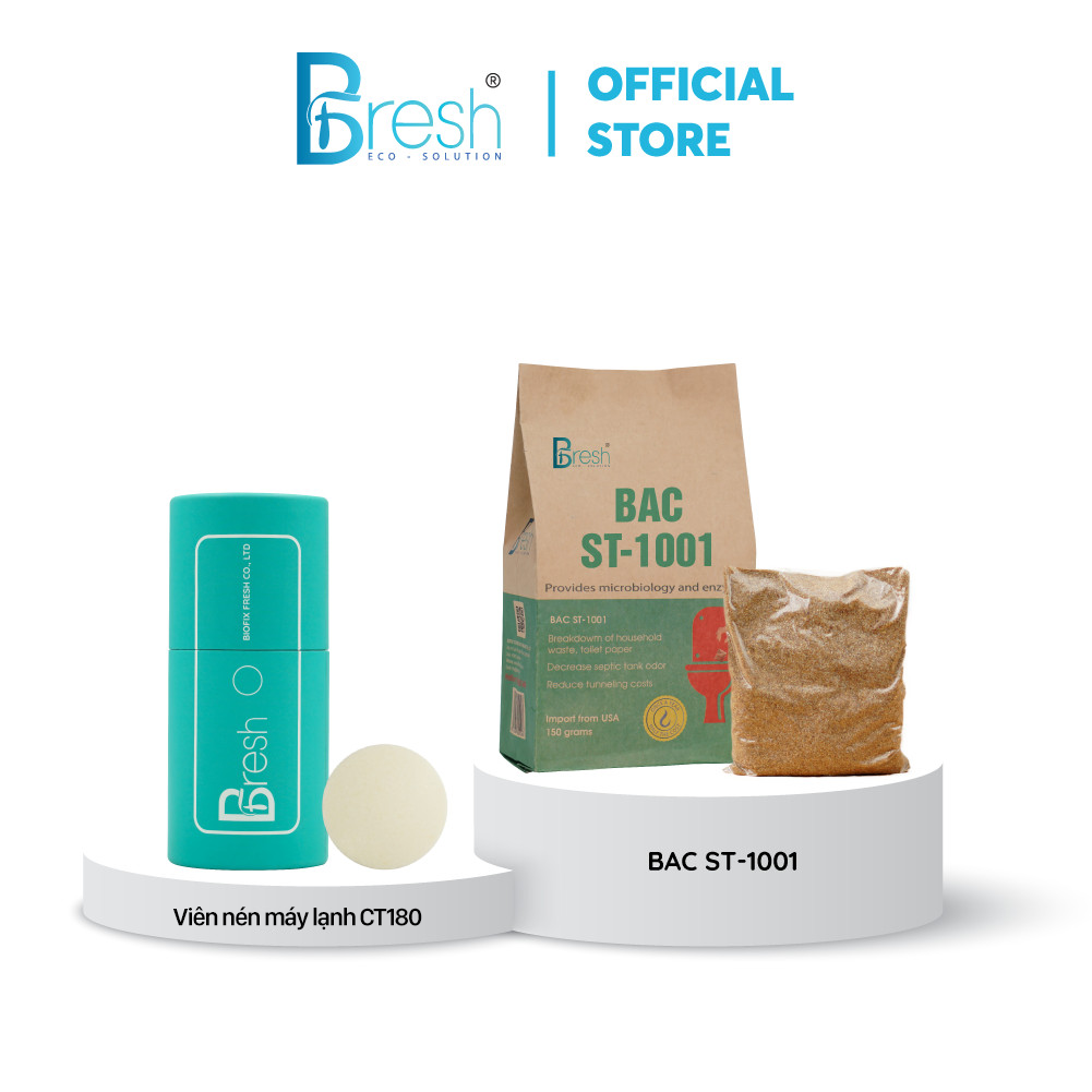 BFRESH Combo Vi sinh xử lý hầm tự hoại BAC ST-1001 & VIÊN NÉN KHỬ MÙI THÔNG TẮC MÁY LẠNH CT180