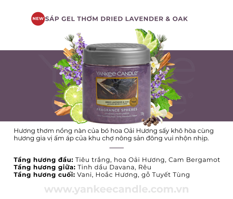 Sáp Gel Thơm Yankee Candle - Dried Lavender Oak (170g)