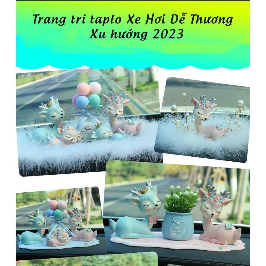 Trang Trí Taplo Xe Hơi Hươu Dễ Thương Sáng Tạo - Decor Nội Thất Oto Gia Đình Hươu May Mắn Cho Nam Và Nữ