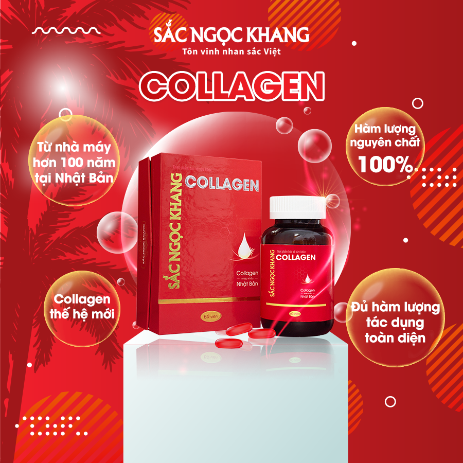 Viên uống Collagen Sắc Ngọc Khang 120 viên giúp tăng đàn hồi, mịn màng da