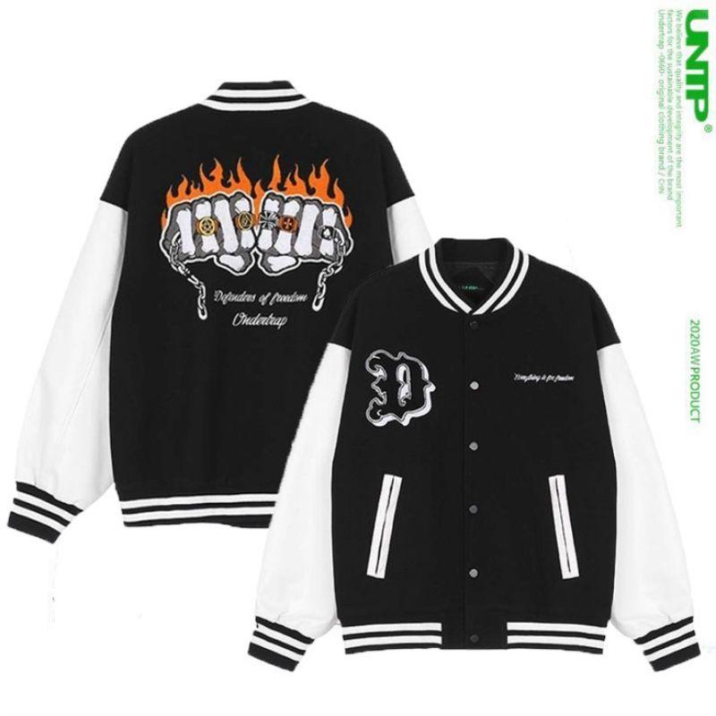Áo khoác bomber Varrsity chất nỉ PE cao cấp unisex nam nữÁo cardigan kiểu bóng chày phong cách hàn