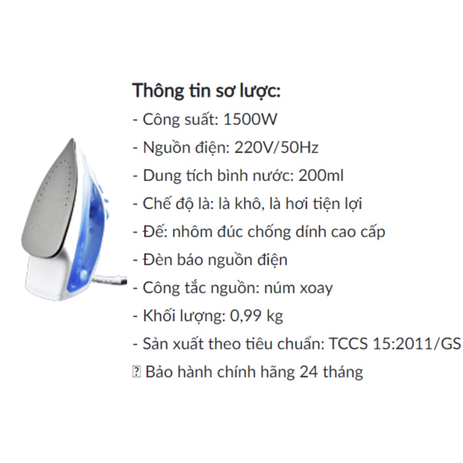 Bàn Ủi Hơi Nước Cầm Tay Goldsun GIR2303 Là Khô Là Hơi Tiện Lợi Tự Ngắt Khi Không Dùng - Hàng chính hãng Goldsun