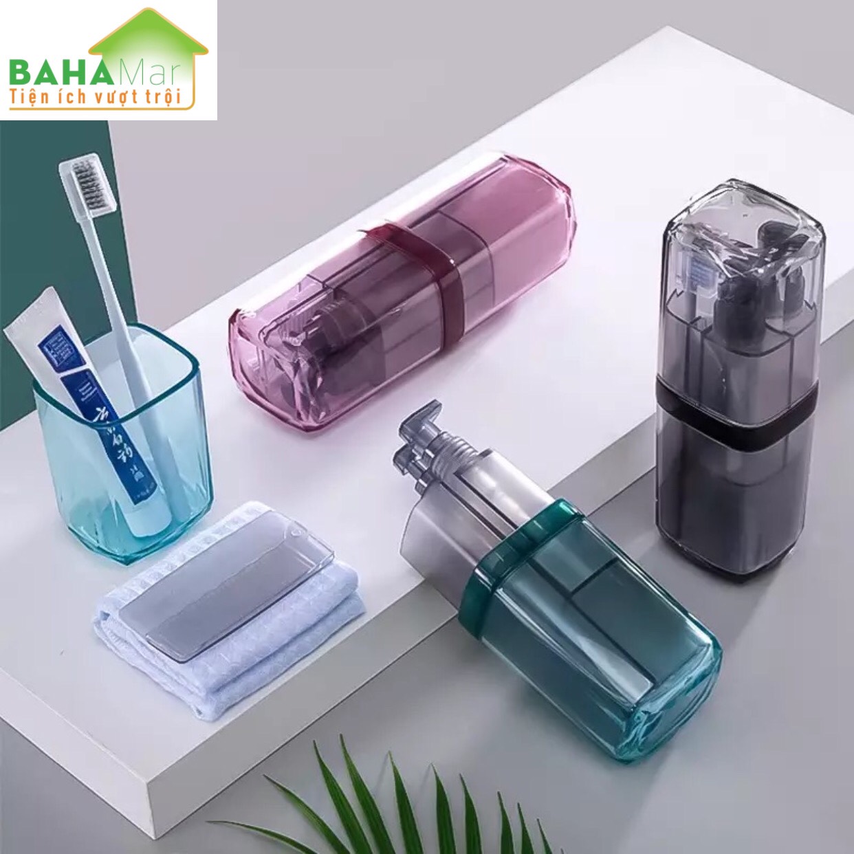 HỘP BỘ CỐC BÀN CHẢI ĐÁNH RĂNG DI ĐỘNG ĐA CHỨC NĂNG  BAHAMAR  đầy đủ lược  khăn  bàn chải  kem đánh răng  dầu gội đầu  sữa tắm. thuận tiện mang đi du l