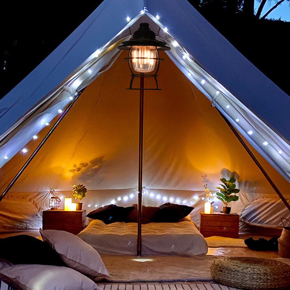 Đèn sạc USB nhẹ phong cách retro chiếu sáng 3 chế độ dùng ngoài trời cắm trại đi bộ đường dài