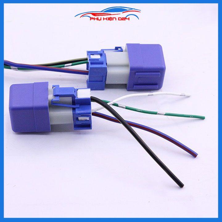 Relay 12V rơ le còi ô tô 4 chân màu xanh có sẵn dây chờ