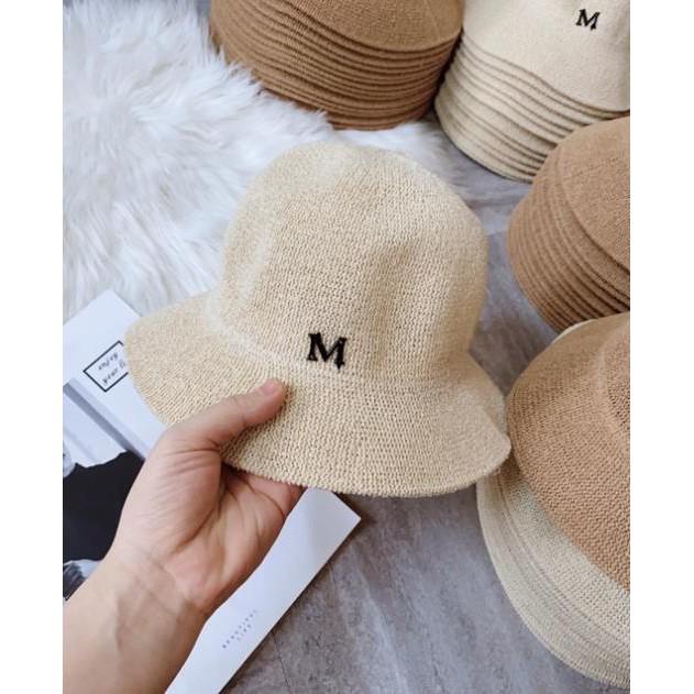 Mũ cói nữ chữ M phong cách hàn quốc