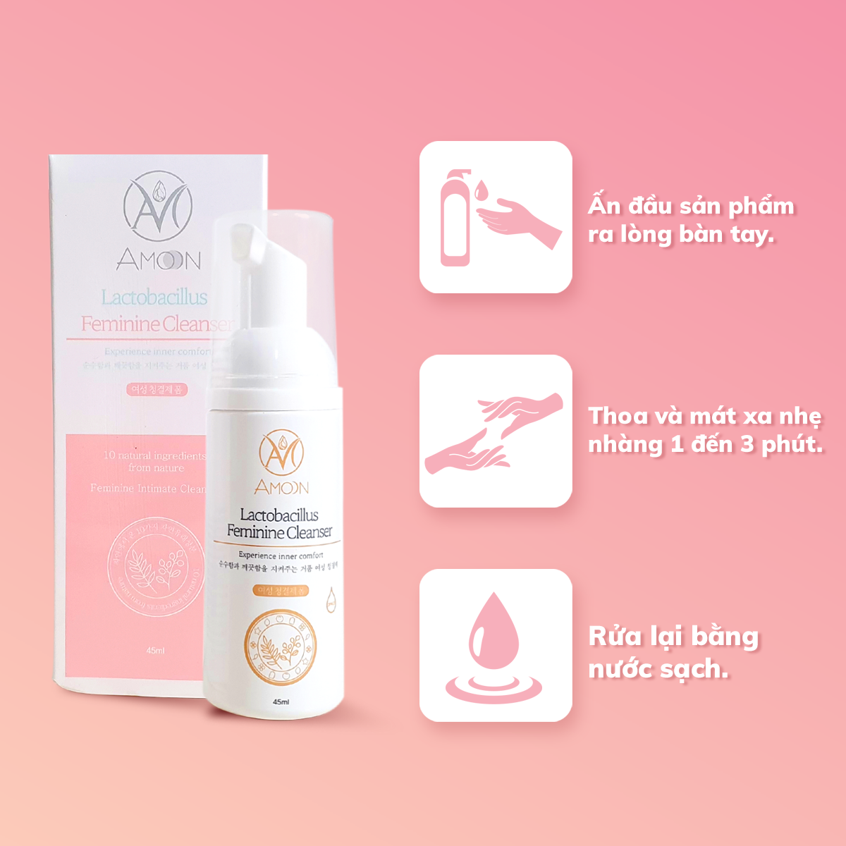 Dung dịch cân bằng lợi khuẩn (vệ sinh phụ khoa) Amoon Lactobacillus Feminine Cleanser