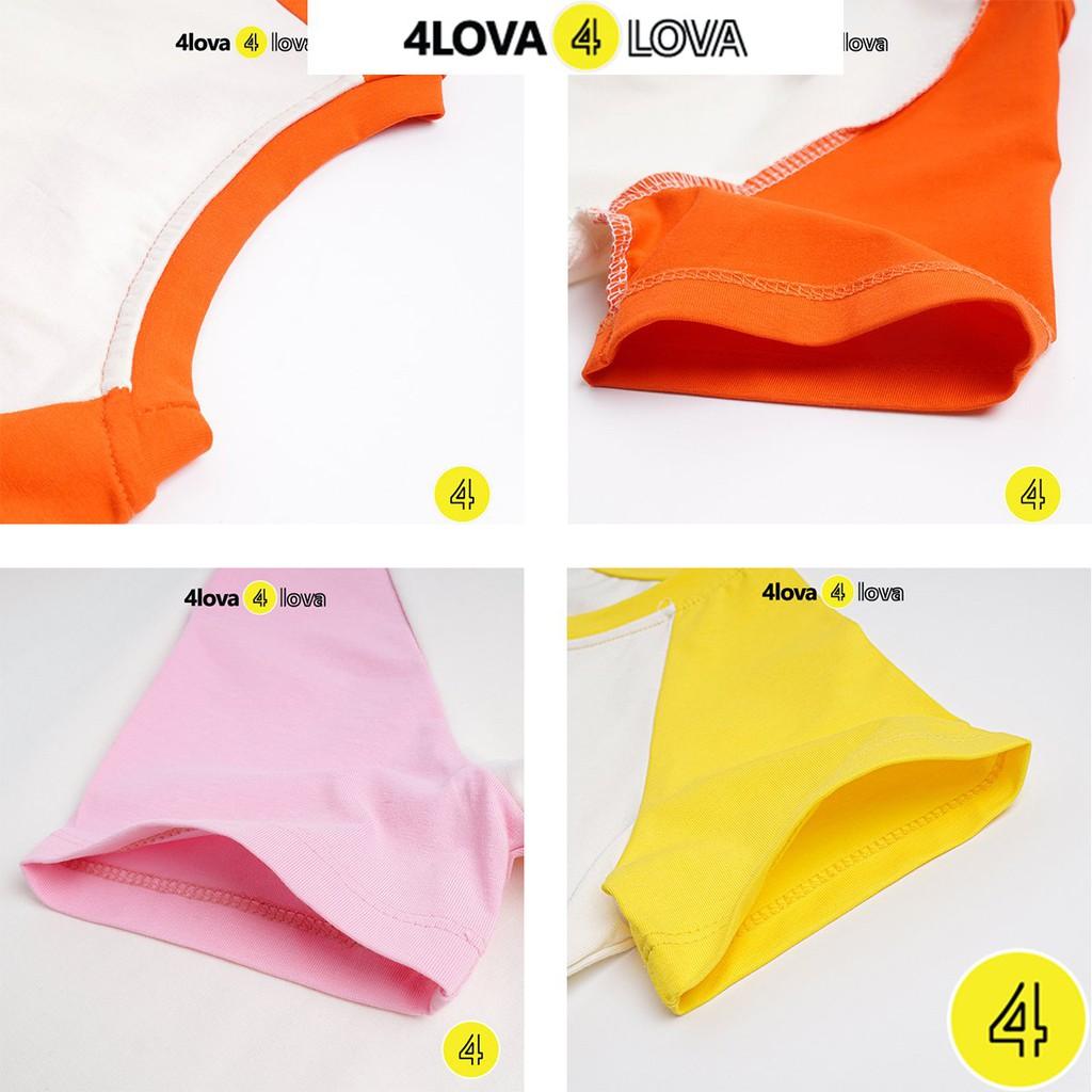 Áo thun cộc tay cho bé 4LOVA phối màu tay kiểu dáng basic từ 8 - 40kg hàng chính hãng