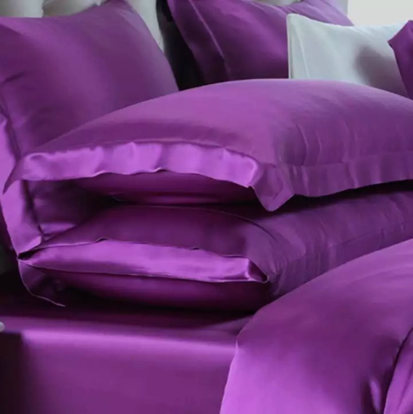 Ga - Drap Giường Lẻ Phi Lụa Cao Cấp Màu Tím Than