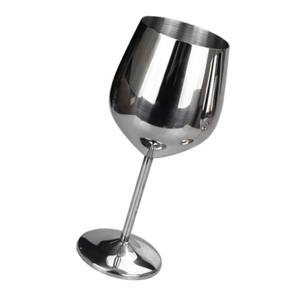 Set of 3 Stainless Steel Wine Drinking Goblet Cup Home Party 500ml Silver
