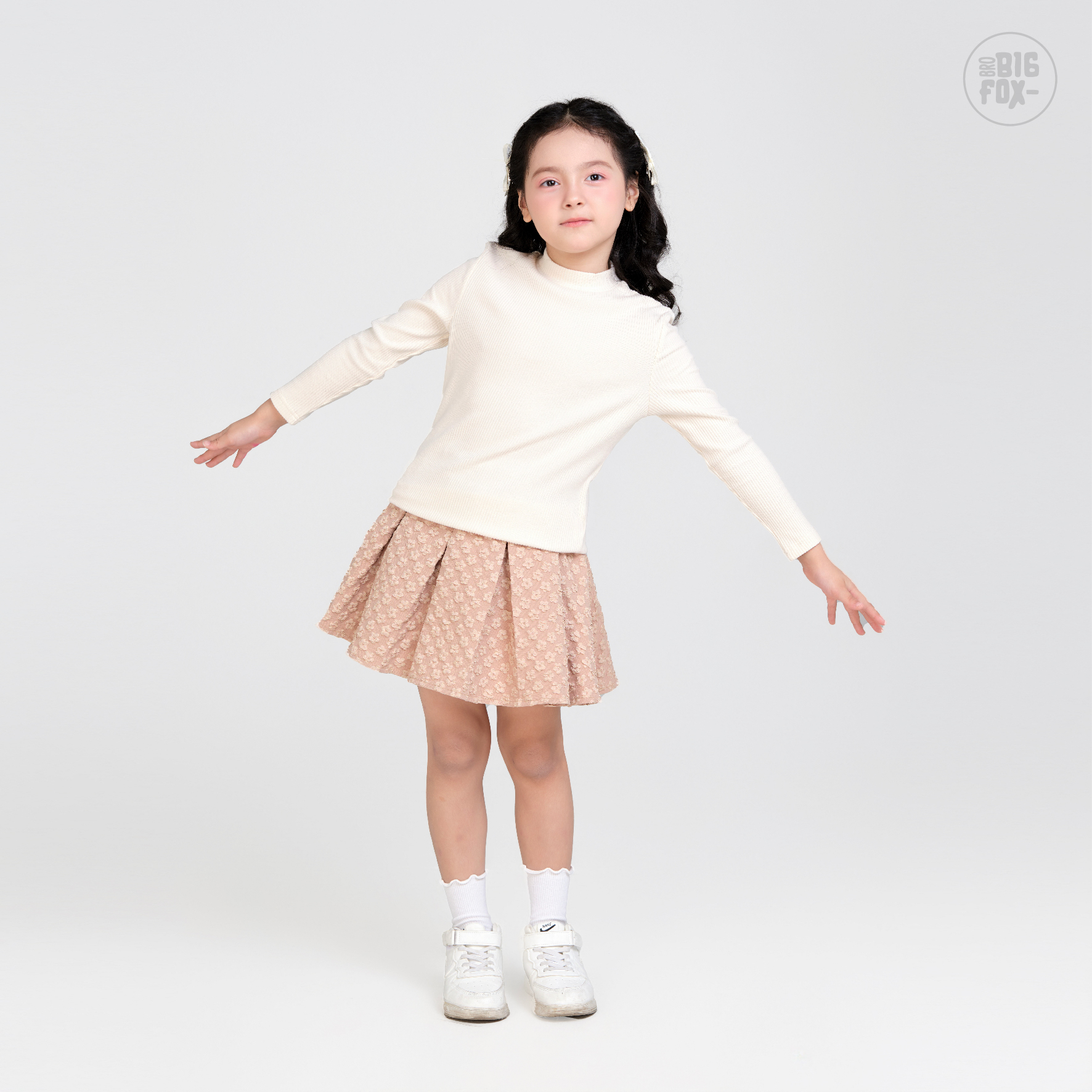 Chân váy bé gái xếp ly Bigfox Miss Meow size đại có quần bảo hộ cho trẻ em 7-11 tuổi 25-35kg