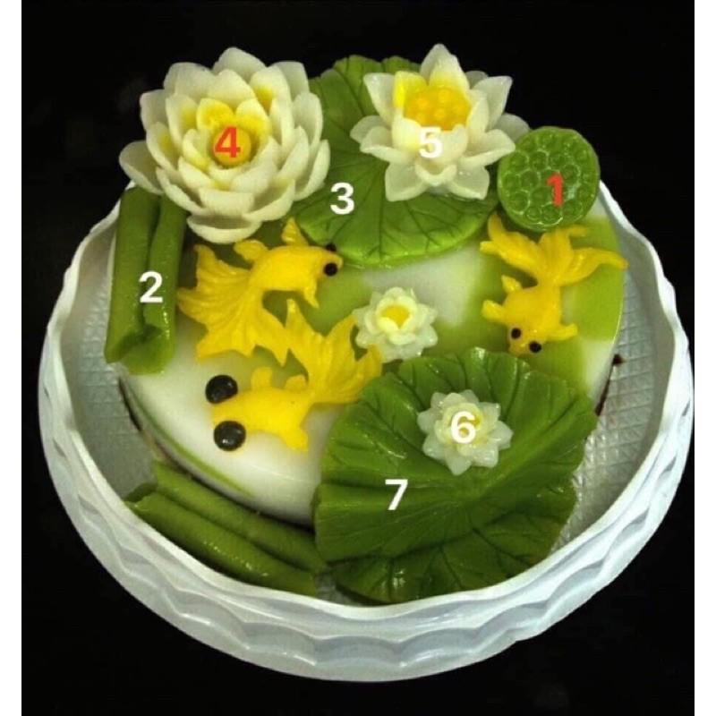 Sét sen 8 khuôn silicon rau câu 4D