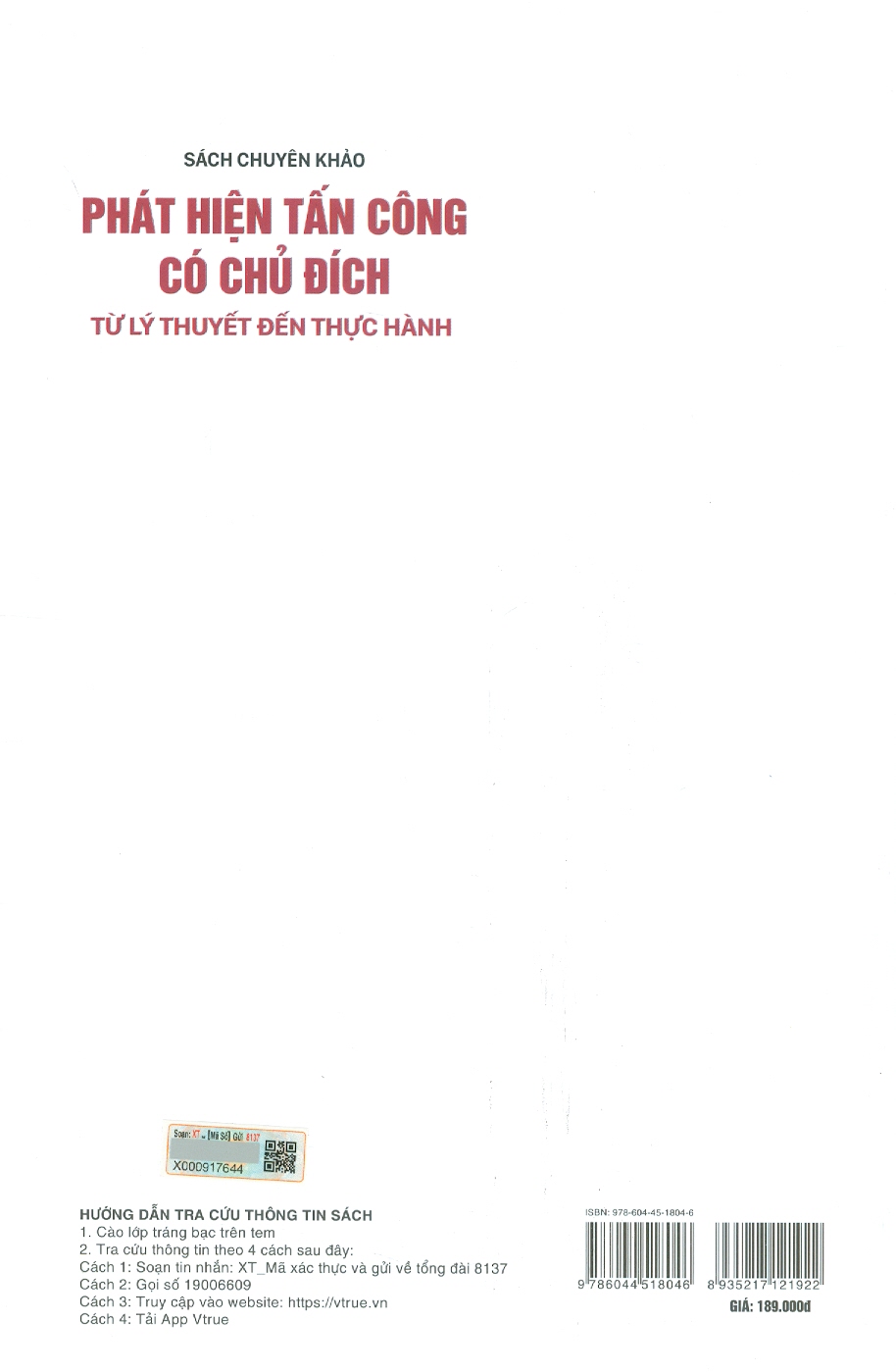 Phát Hiện Tấn Công Có Chủ Đích - Từ Lý Thuyết Đến Thực Hành (Sách chuyên khảo)