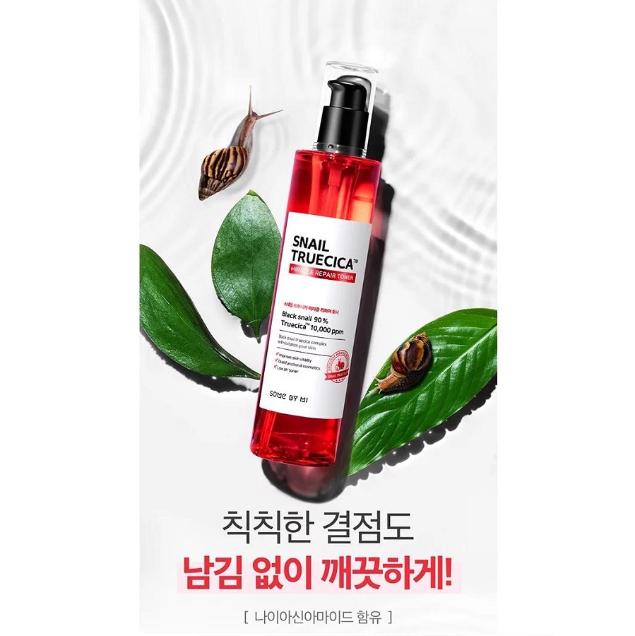 Combo Nước Hoa Hồng + Serum Dưỡng Phục Hồi, Cải Thiện Vết Thâm, Sẹo Some By Mi Snail Truecica Miracle Repair