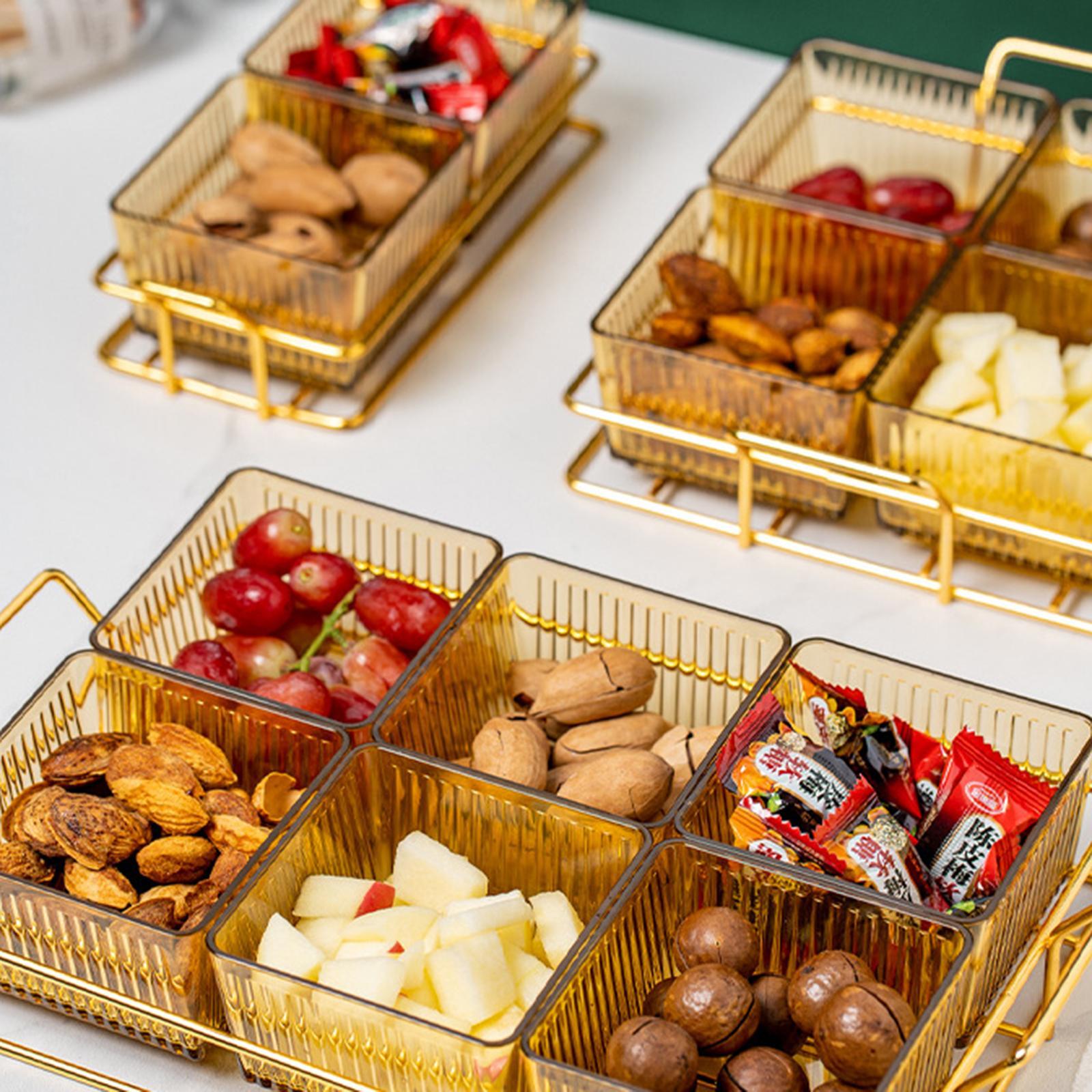 Fruit Dessert Snacks Serving Platter 6 Bowls with Lid Caddy Serving Platter for Fruits