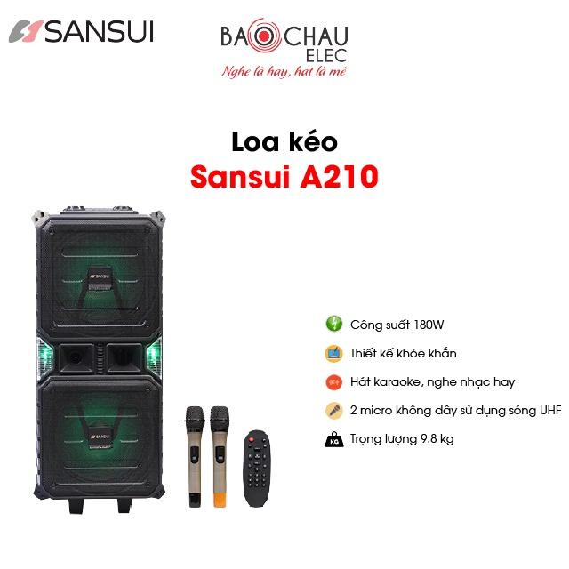 Loa Kéo Sansui A210 Nhật Bản | Công Suất 180W - 2 Micro Không Dây Đi Kèm - Hát Karaoke Nghe Nhạc Hay- hàng chính hãng