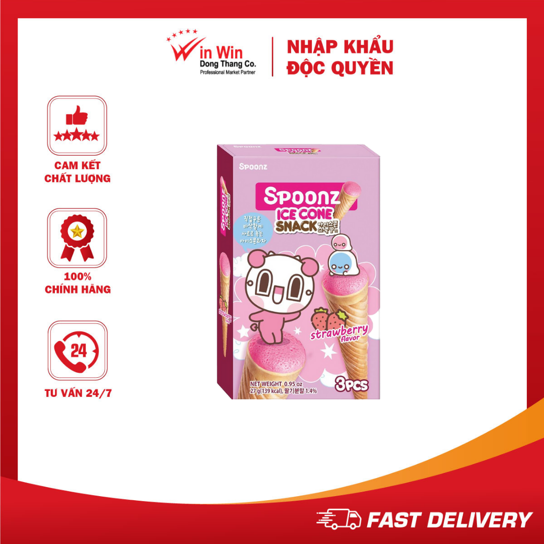 Bánh Xốp Nhân Kem Dâu Spoonz 27g (Hàn Quốc)