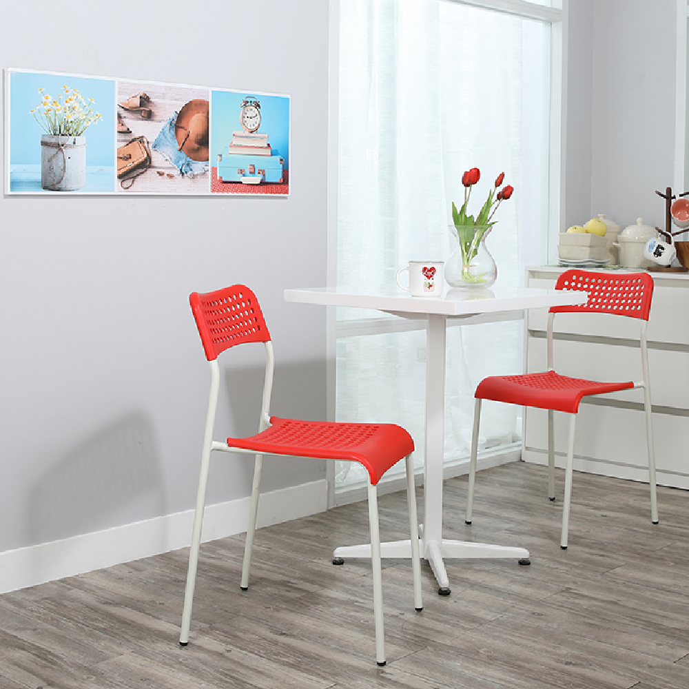 Ghế nhựa ngồi bàn ăn DOTTY Màu đỏ/ Màu đen chân sắt sơn tĩnh điện | Index Living Mall | Nhập khẩu Thái Lan