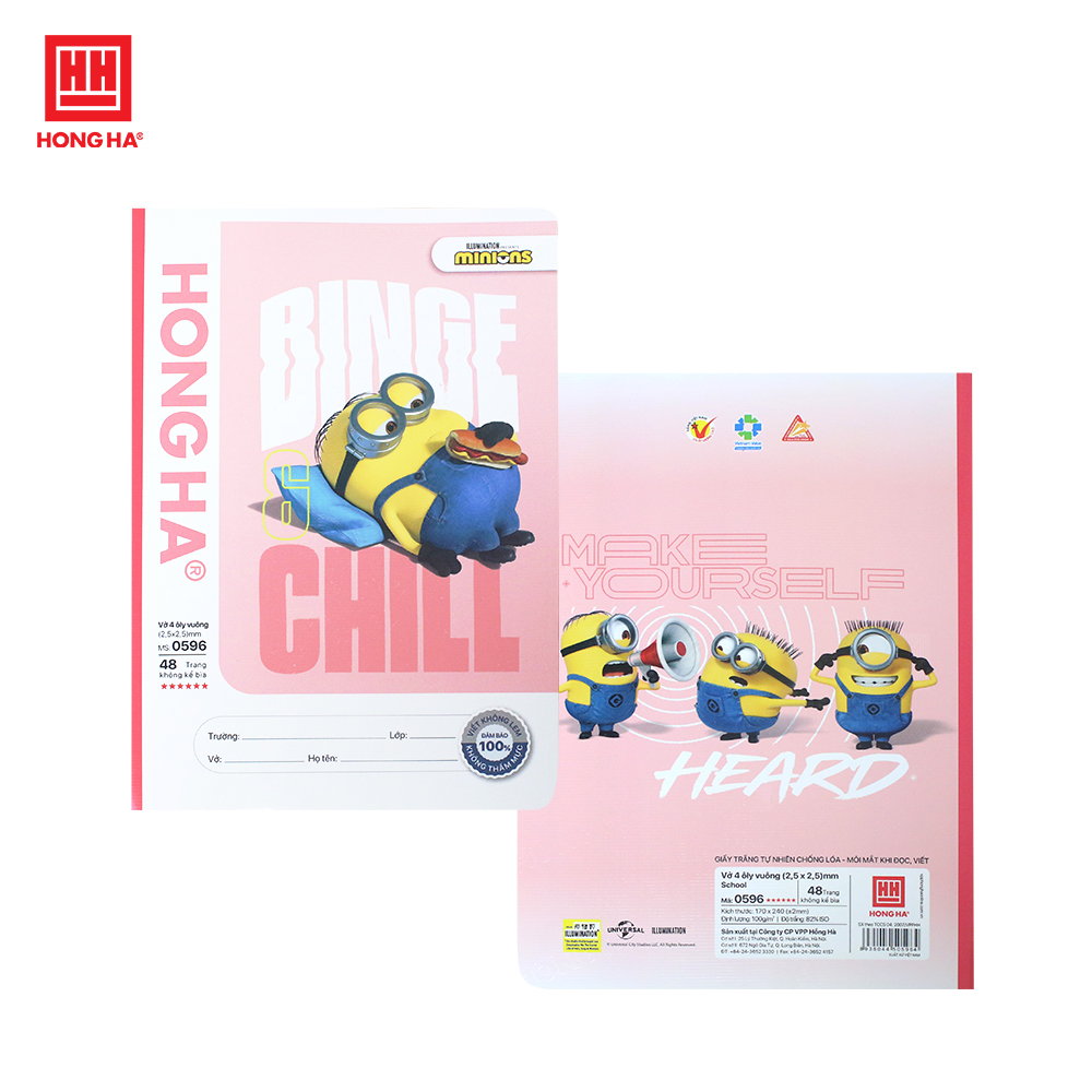 Vở 4 ô ly Hồng Hà School Minions 48 trang - 0596