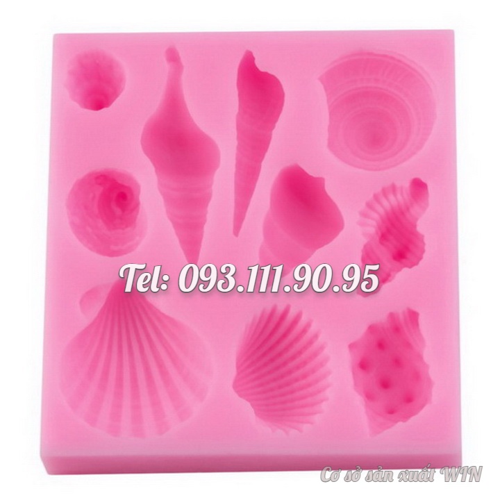 Khuôn silicon làm rau câu, socola 10 con sò, ốc biển - Mã số 1174