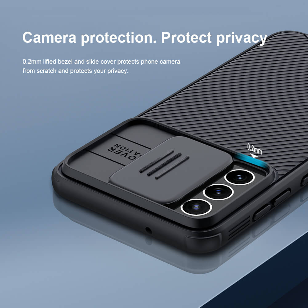 Ốp lưng chống sốc cho Samsung Galaxy S21 FE bảo vệ Camera hiệu Nillkin Camshield Pro chống sốc cực tốt, chất liệu cao cấp, có khung và nắp đậy bảo vệ Camera - hàng nhập khẩu