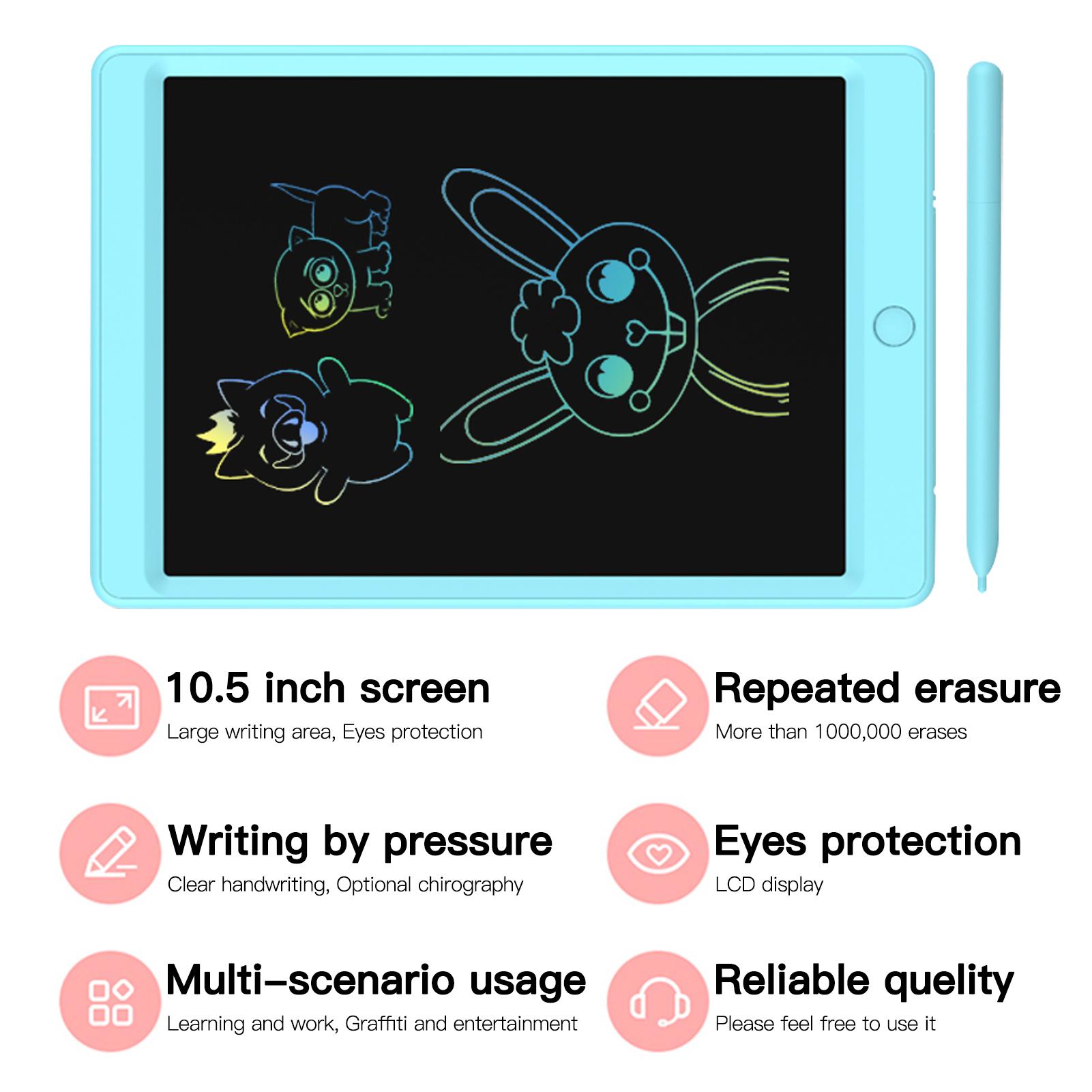 LCD Writing Tablet 10.5 Inch Doodle Drawing Pad Handwriting Colorful Board with Magnetic Stylus for Toddler Kids Office