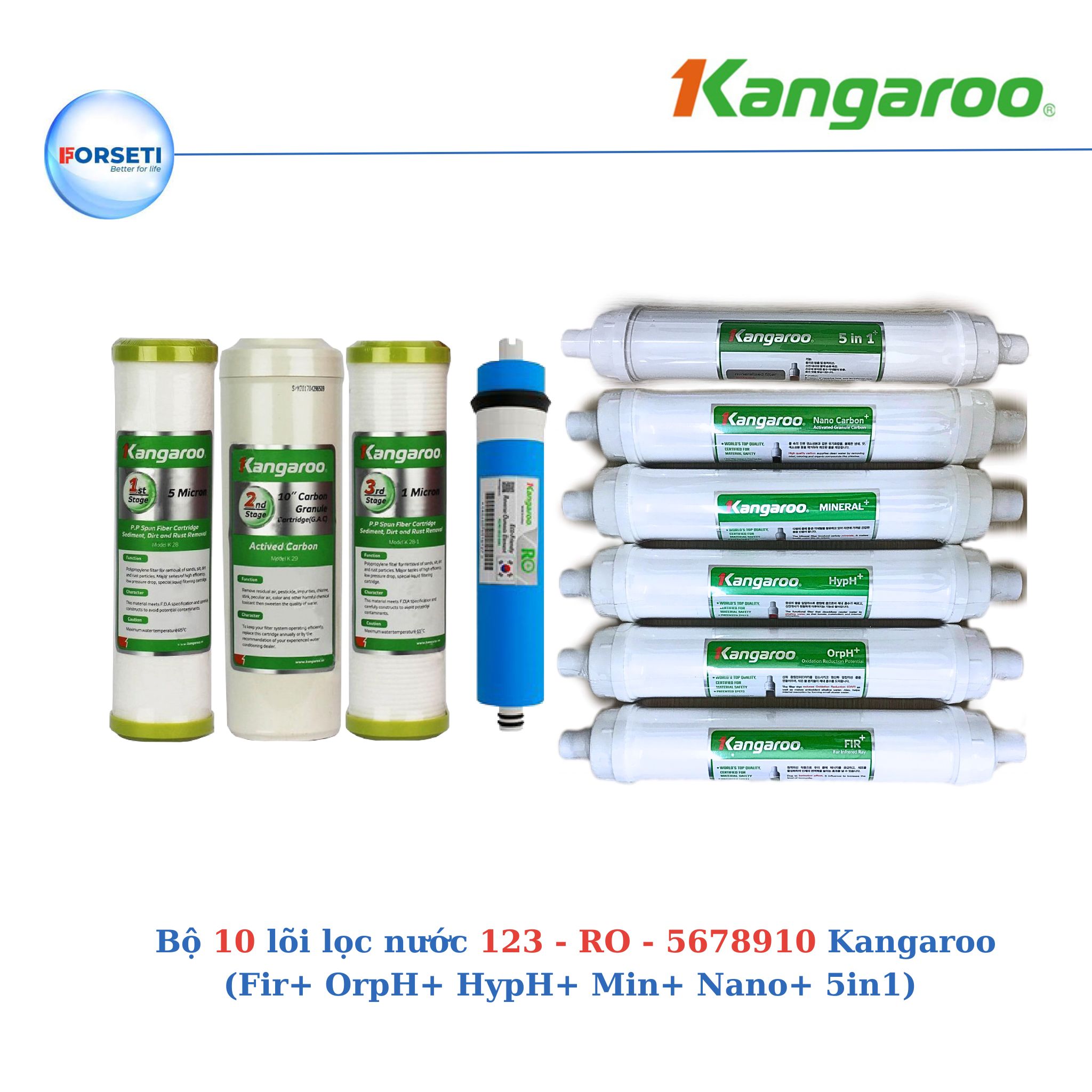 Combo 10 Lõi Lọc Nước Kangaroo Dòng Hydrogen (Model KG10A4, KG100HK...) - Hàng chính hãng