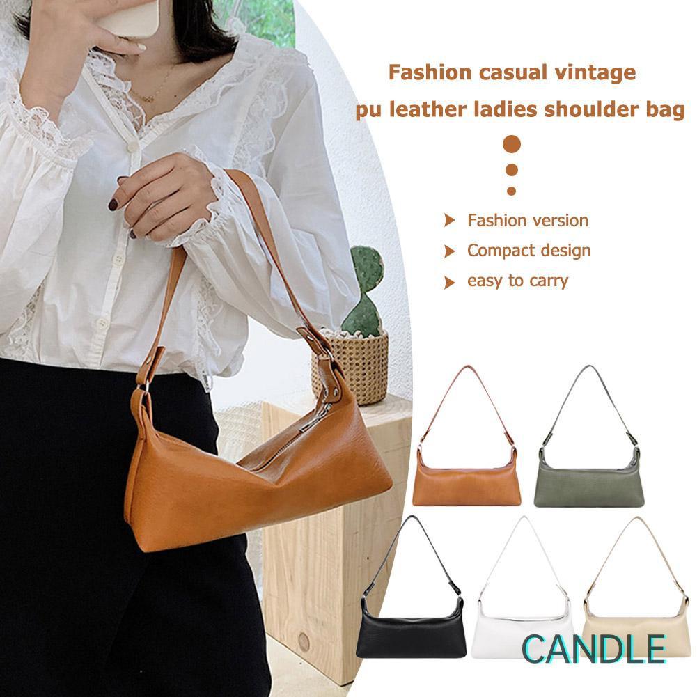Túi Xách Da Pu Màu Trơn Phối Khoá Kéo Phong Cách Retro