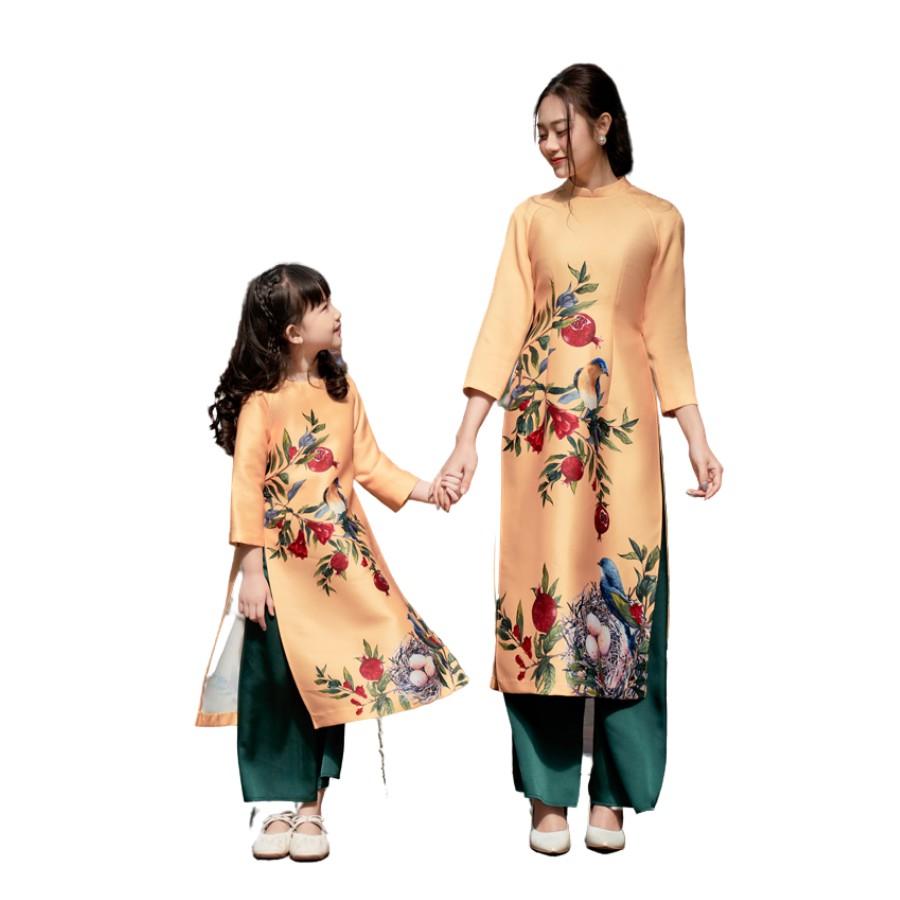 Áo Dài KID In Cành Lựu Đỏ SYO AD009