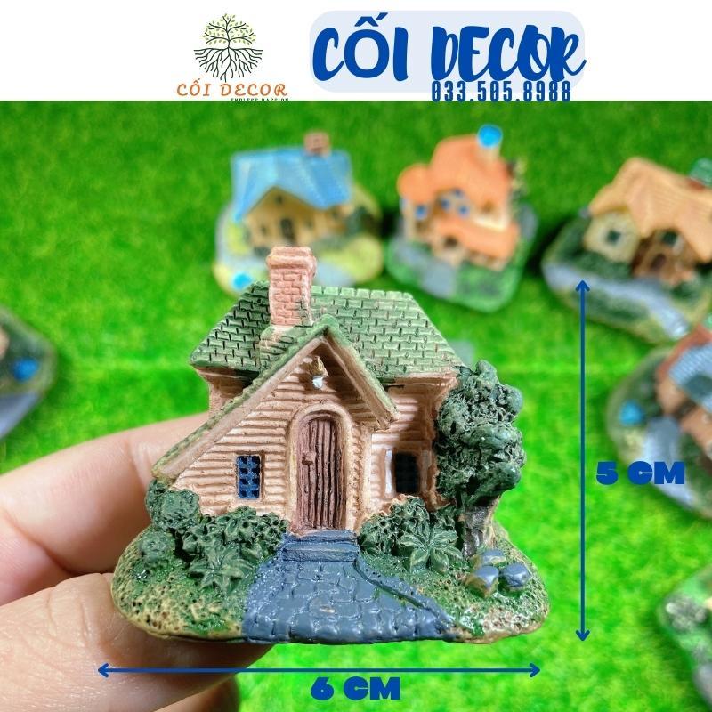 Mô hình ngôi nhà biệt thự mini nhiều màu sắc trang trí bể cá, tiểu cảnh, sen đá