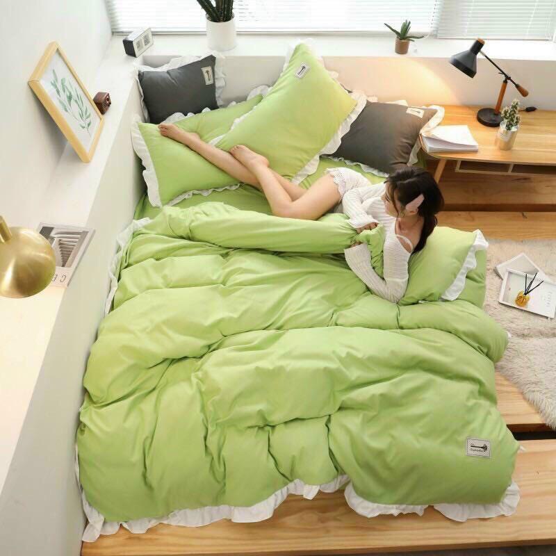 Bộ chăn ga Cotton Tici bèo dài M2T bedding chăn ga Hàn Quốc đủ màu đủ size miễn phí bo chun