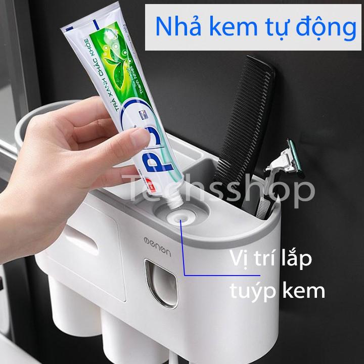 Kệ Nhà Tắm Nhả Kem Đựng Bàn Chải Đánh Răng Oenon Dán Tường Kèm Theo Cốc - Loại 2 cốc và 3 Cốc