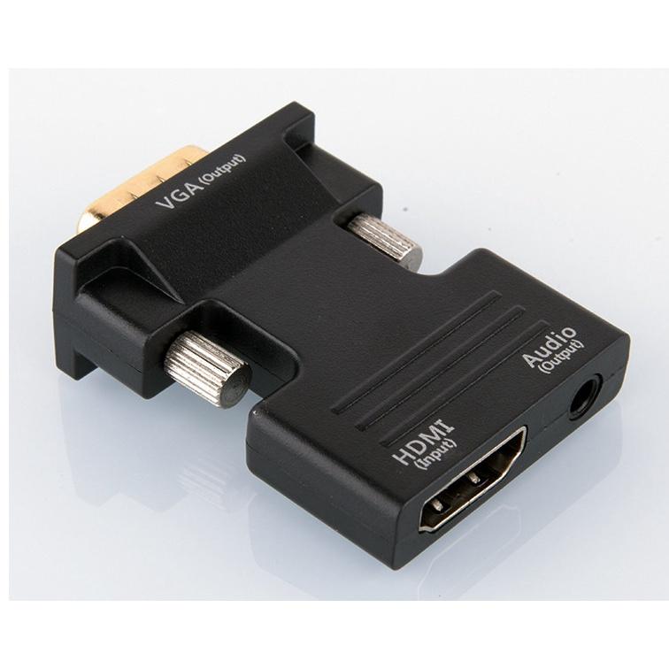 Jack chuyển HDMI sang VGA - Bộ chuyển đổi HDMI to VGA Full HD 1080 có Jack cắm âm thanh