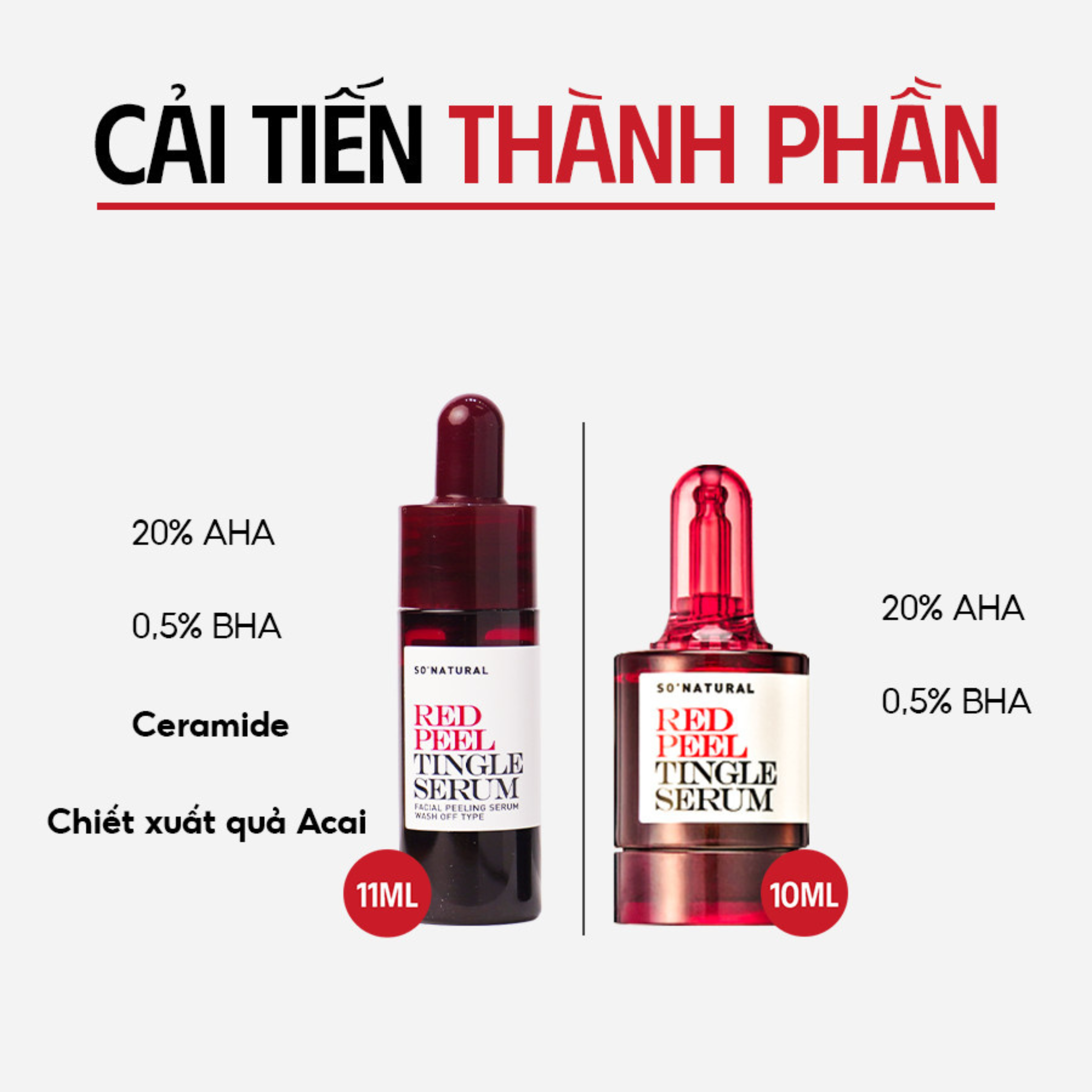 Tinh chất peel da sinh học SO’NATURAL RED PEEL TINGLE SERUM bản mini 10ml