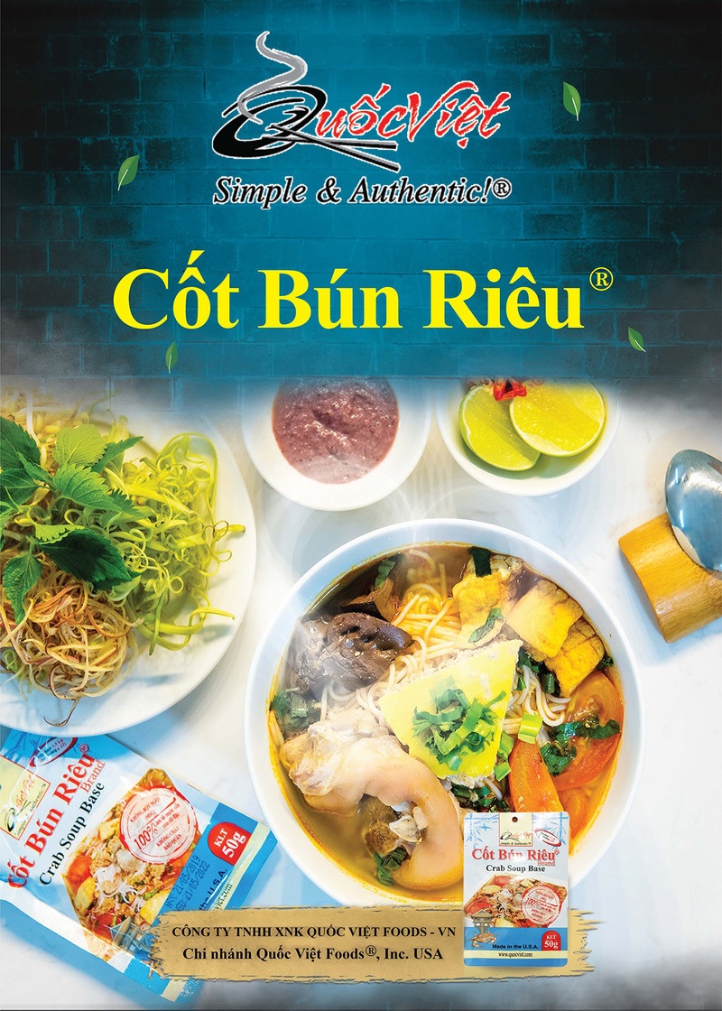 GIA VỊ NẤU Bún riêu Quốc Việt Foods 50g-Gia vị hoàn chỉnh nhập khẩu