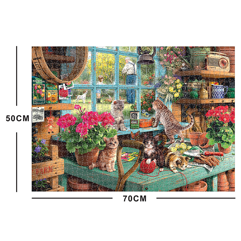 Bộ Tranh Ghép Xếp Hình 1000 Pcs Jigsaw Puzzle (Tranh ghép 70*50cm) Mèo Windowsill Bản Thú Vị Cao Cấp