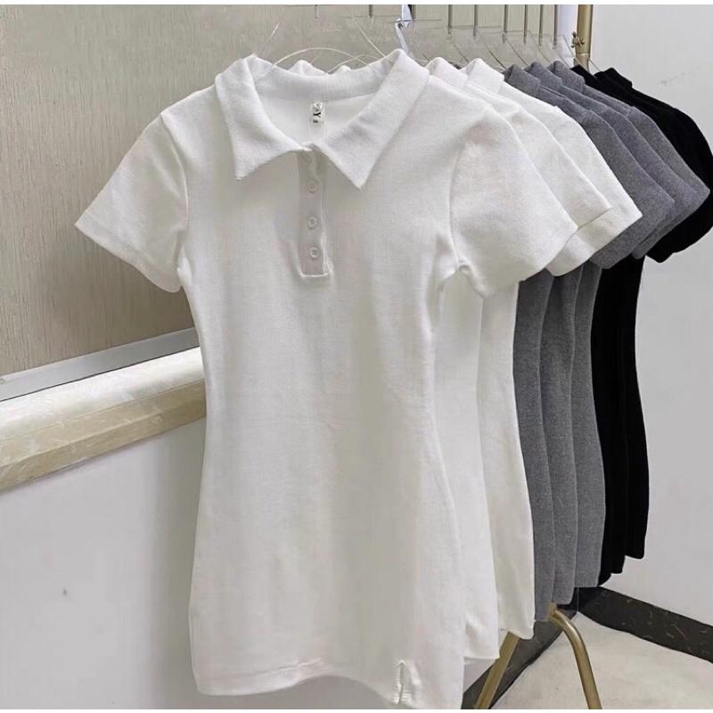 Váy Polo body xẻ trước ôm dáng