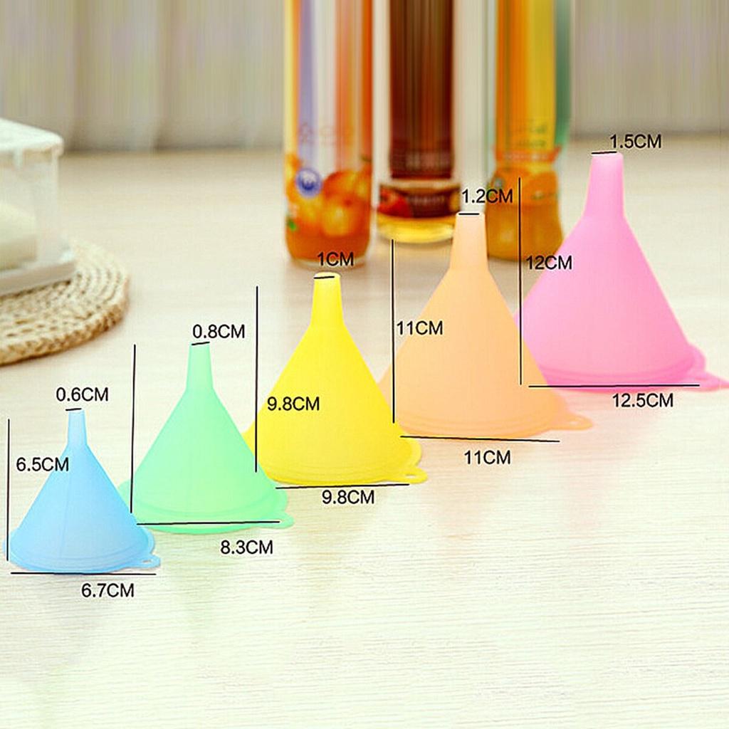 AA 5 Pcs Candy Color Funnel Food Grade Plastic Liquid Container for Spices Powder Oils