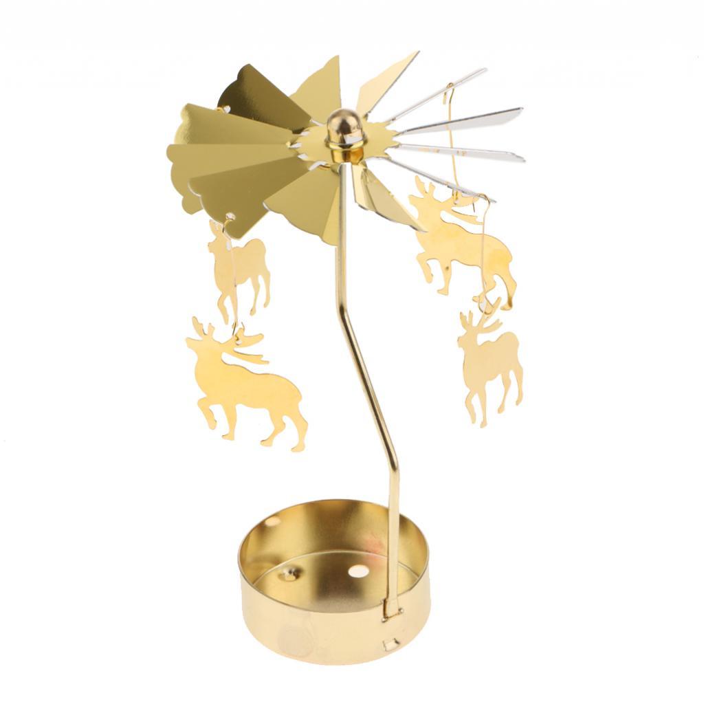 5xChristmas Windmill Decor Rotating Candle Tea Light Holder Candlestick Gift