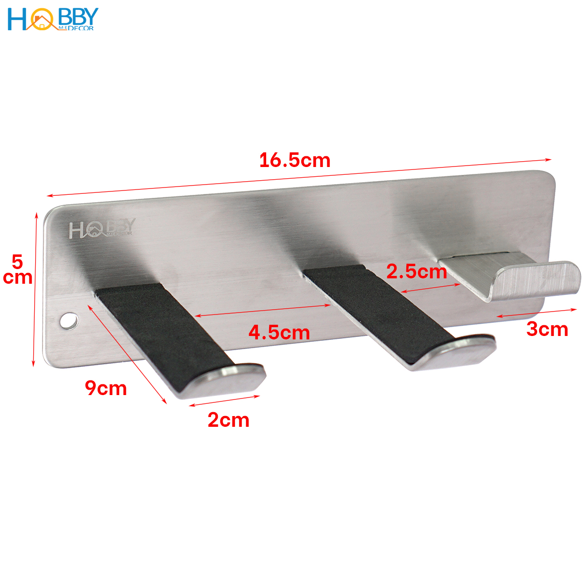 Giá treo máy sấy tóc và phích cắm HOBBY Home Decor MS3PC dán tường gạch men - chuẩn Inox 304 và kèm keo dán