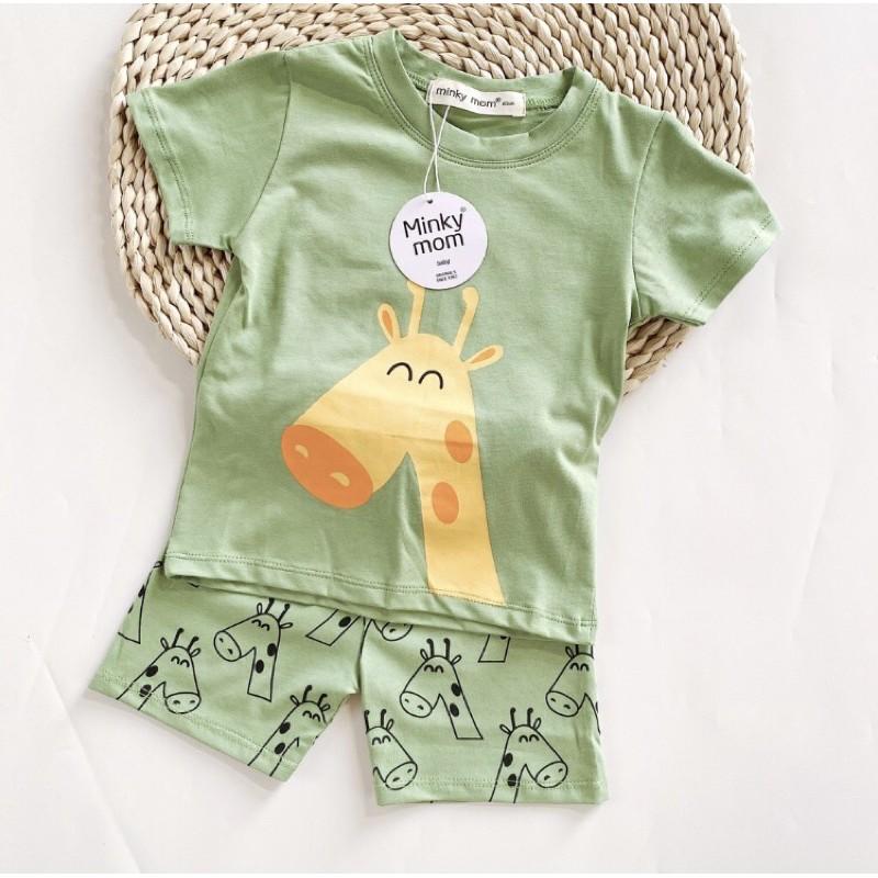 Bộ cộc tay cotton Minky mom hoạ tiết ngộ nghĩnh cho bé