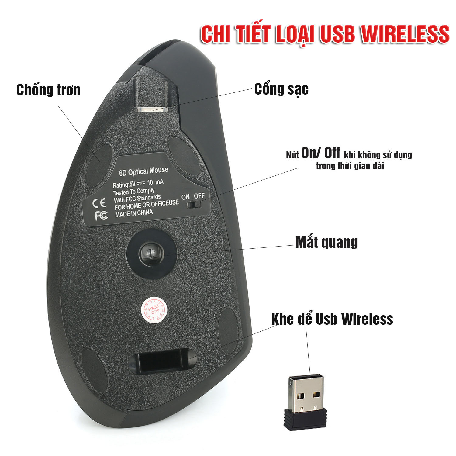 Chuột đứng không dây Wireless 2.4G, Bluetooth, DPI điều chỉnh 3 cấp, cho Gaming, Văn phòng, Designer 6 nút, chống mỏi cổ tay Dan House HXSJ T24, T24, T29, Pin sạc- Hàng chính hãng