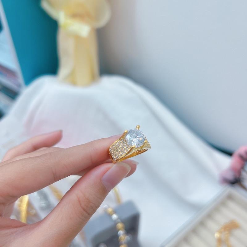 Nhẫn mạ vàng hột trụ nam nữ